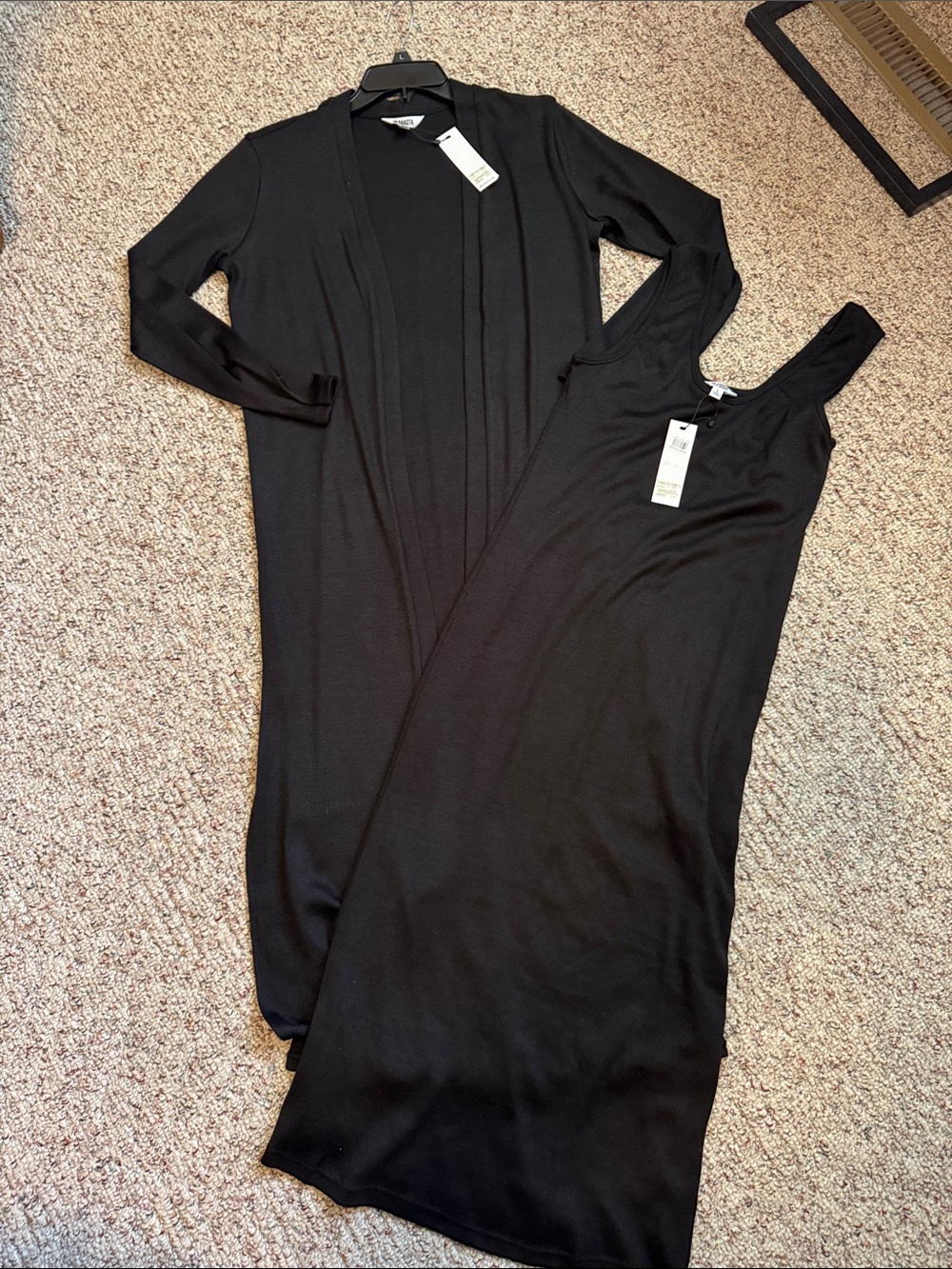 BB Dakota Black Maxi Slip Dress with Matching Long Open Cardigan